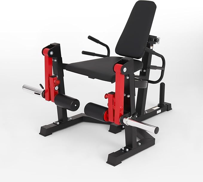 3 in 1 Leg Extension & Curl Machine, Separation Single Leg Extension, Stand Leg Curl, Leg Workout, Adjustable Bench, Plate Storage Rod, Compatible with 1'' & 2'' Weight Plates