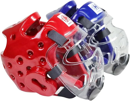 2PC Taekwondo Headgear Karate Headgear with Removable mask for Sparring Partner Muay Thai Taekwondo Karate MMA Training Children Adults