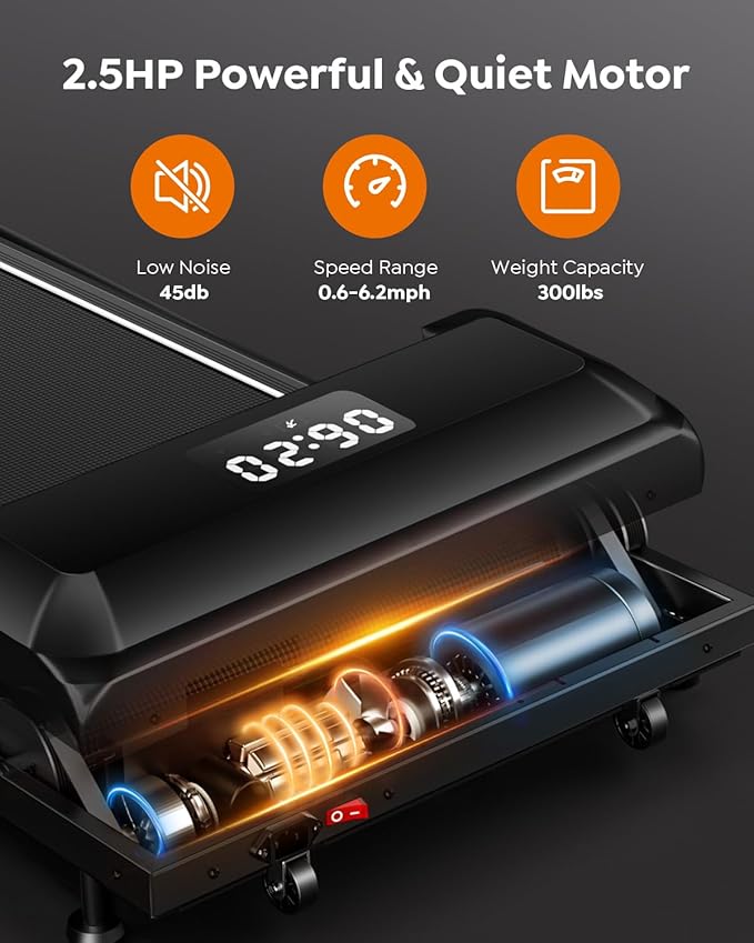 Walking Pad Treadmill with Incline, 2 in 1 Foldable Treadmills for Home Small Office, 300lbs Portable Compact Under Desk Treadmill with App, Remote Control and LED Display