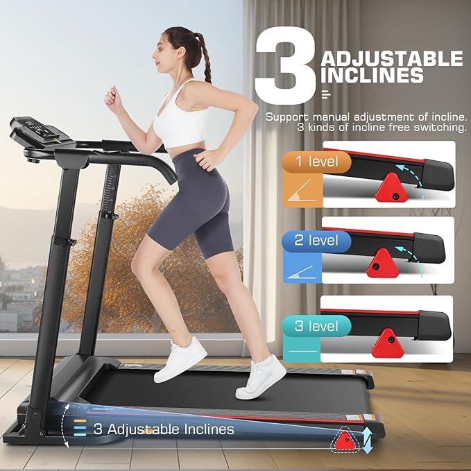 Treadmill with Desk Workstation & Adjustable Height, 300 LBS Weight Capacity, Folding Treadmill with 3 Level Incline, Bluetooth Speaker & App, Portable 2.5HP Walking Pad with Desktop for Home Office