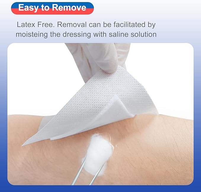 50Pcs Adhesive Gauze Island Dressing 4"x4", Water-Resistant Wound Dressing, Sterile & Absorbent Medical Grade Dressing Pad First Aid Dressing Pads