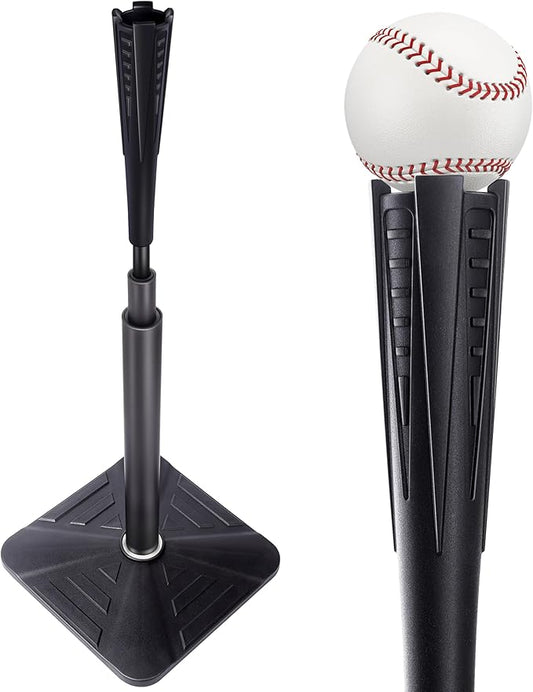 4-Prongs Ball Rest Batting Tee for Baseball and Softball， 23" to 44" Adjustable Baseball Tees for Hitting，Heave Duty Base Baseball Tee （No Included The Baseball）