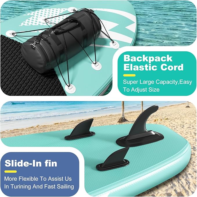 Inflatable Stand Up Paddle Board (6'' Thick) - Premium SUP Board with Durable SUP Accessories & Non-Slip Deck | Includes Paddle Pump & Backpack | for Adults/Youth