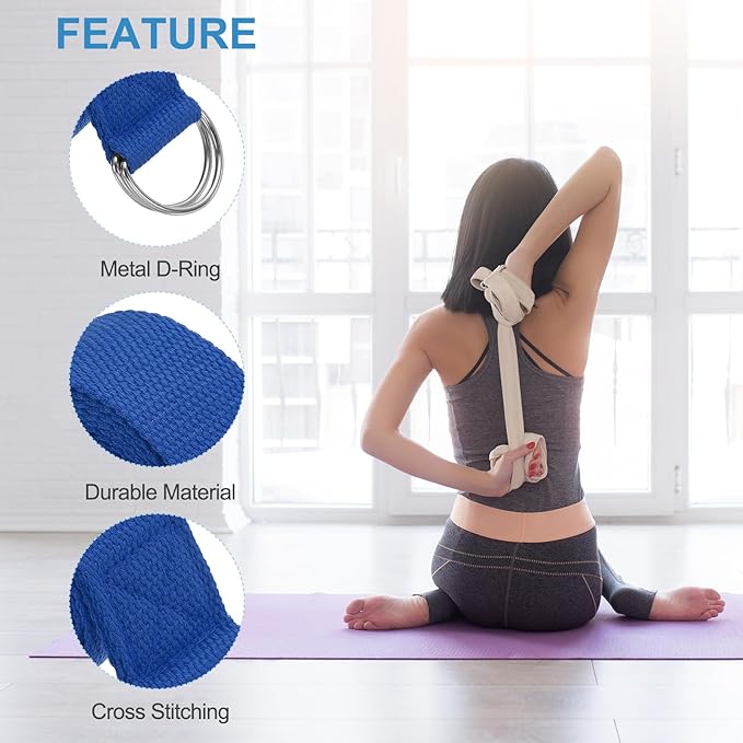PATIKIL Yoga Strap for Stretching Cotton Yoga Belt with Adjustable Metal D-Ring Buckle Stretch Band for Fitness Pilates