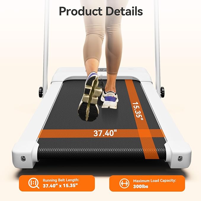 Walking Pad Treadmill with Handle bar, 3.0HP Small Foldable Treadmills for Home with APP Remote Control and LED Display, 7.5MPH Portable Treadmill 300 Lbs Capacity