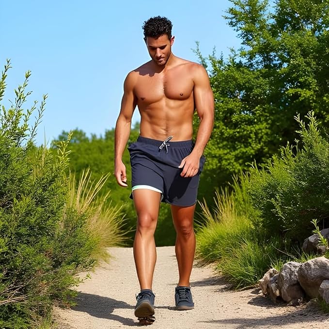 INGEAR Men's Athletic Stretch Workout Shorts Gym Quick Dry Running Trunks Boxer Lining