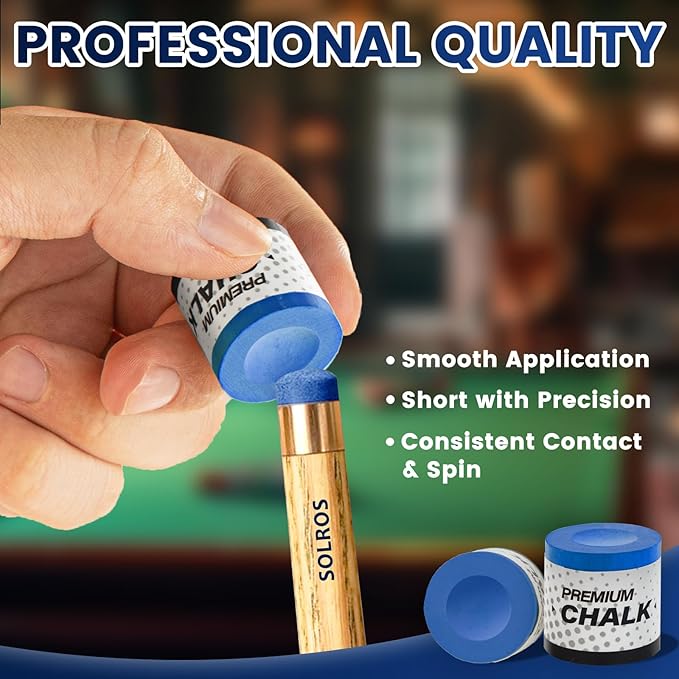 3 Pcs Pool Chalk Billiards Cue Stick Premium Chalk Pure Cube Round Chalk Table Accessories High Performance Low Deflection for Professional Tournament Snooker Blue - SOLROS