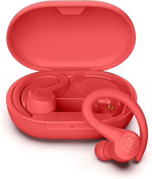 JLab Go Air Sport+ Wireless Workout Earbuds Featuring C3 Clear Calling, Secure Earhook Sport Design, 35+ Hour Bluetooth Playtime, and 3 EQ Sound Settings (Coral)