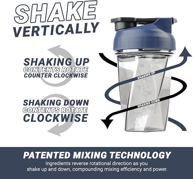 HELIMIX 1.5 Vortex Blender Shaker Bottle Holds Upto 20oz | No Blending Ball or Whisk | USA Made | Portable Pre Workout Whey Protein Drink Shaker Cup | Mixes Cocktails Smoothies Shakes | Top Rack Safe