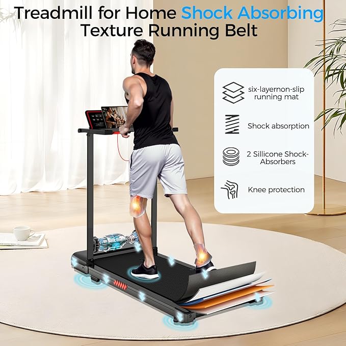 Treadmill with Handle, Treadmills for Home Samll Space, 3.0HP Portable Walking Pad with Handle, Walking Pad Treadmill with 320 LBS Capacity, Electric Compact Treadmills, Lightweight Walking Pad