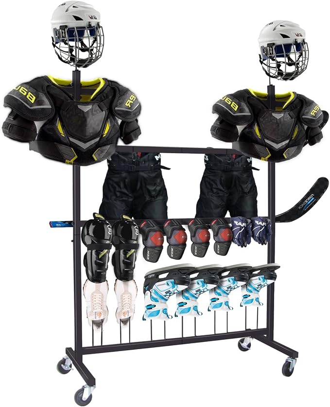 Hockey Gear Drying Rack - Ice Hockey Stick Holder Field Hockey Equipment Dryer - Large Hockey Display Storage Rack Sports Metal Tree Stand for Lacrosse (Patent Protected)