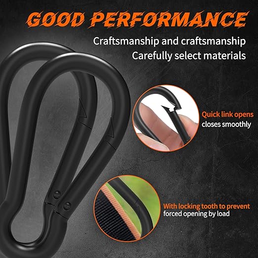 25PCS 4" Hevy Duty Carabiner Clips,M10 Spring Snap Hooks Large Carabiners Galvanized Steel Qiuck Link Clip 770LBS Holding Capacity Keychain Buckle for Outdoor Hiking Camping hammocks Dog leashes
