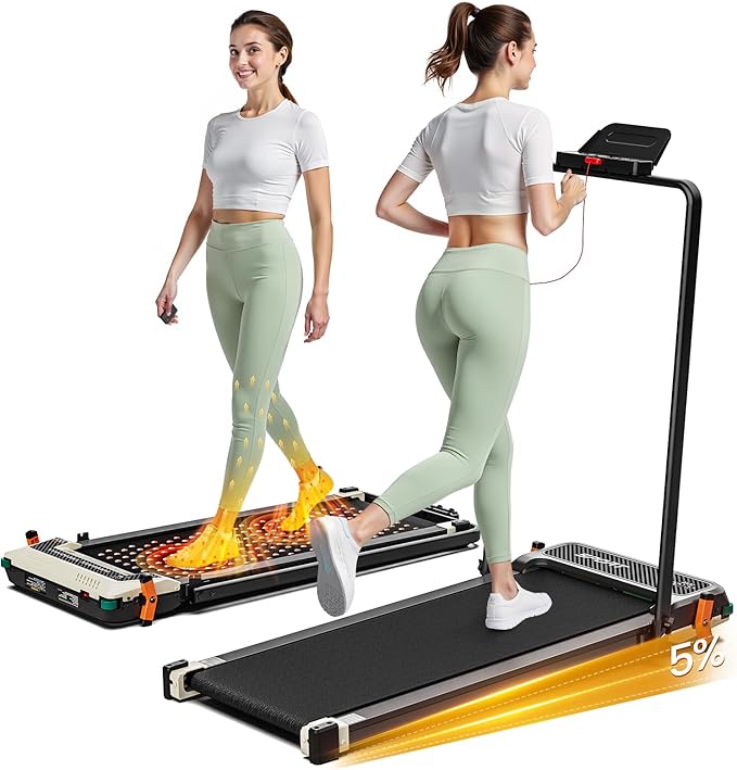 Walking Pad with Incline - Dual-Sided 2 in 1 Under Desk Treadmill with Shiatsu Foot Massager, 330LBs Walking Pad Treadmills for Home and Office, LED Display and Remote Control