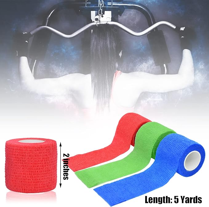 6 Pack 2 Inches Self Adhesive Bandage Wrap Breathable Cohesive Bandage Elastic Tape for Pets, Athletic, Sports, Wrist, Knee, Ankle(5 Yards Per Roll, Mixed Colors)