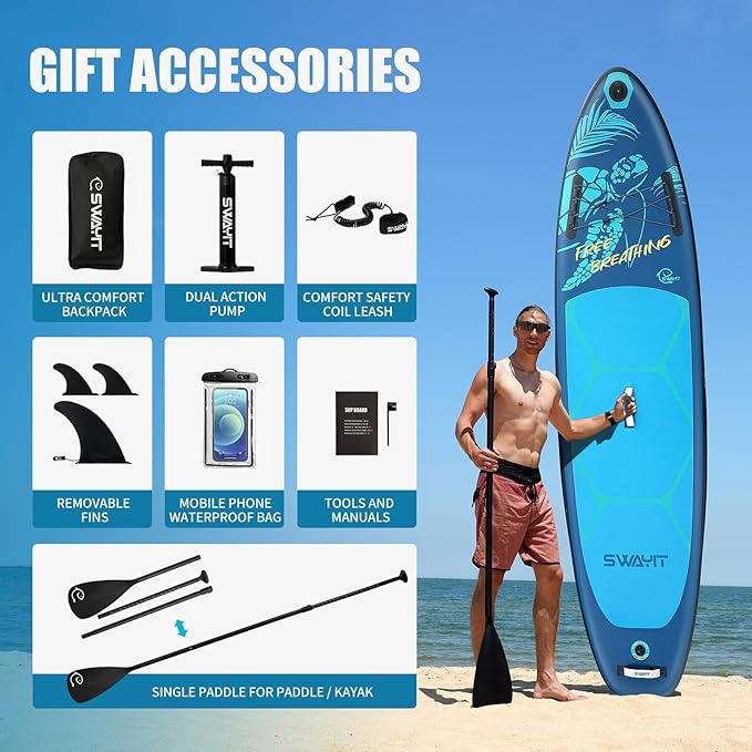 Inflatable Stand Up Paddle Board – Durable SUP for Adults & Youth,33" Wide Blow Up Paddle Board with Paddle, Pump, Backpack,Leash – All Around Stable for All Skill Levels, Carries up to 450 lbs