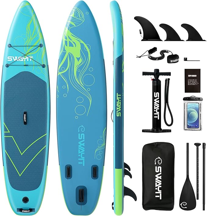 Inflatable Stand Up Paddle Board – Durable SUP for Adults & Youth,33" Wide Blow Up Paddle Board with Paddle, Pump, Backpack,Leash – All Around Stable for All Skill Levels, Carries up to 450 lbs