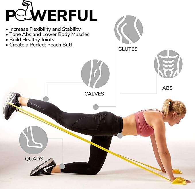 7Ft Long Resistance Bands for Stretching - Resistance Bands Set with Door Anchor - Exercise Bands Including Carry Pouch, E-Book & App - Latex-Free Workout Bands