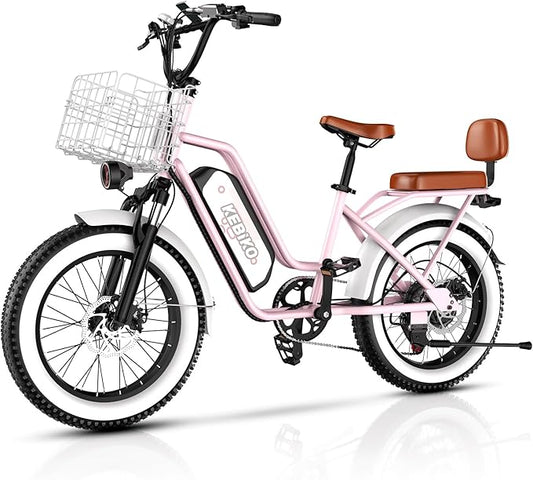 2 Seater Electric Bike, 48V 20AH(𝟗𝟔𝟎𝐖𝐇) Large Removable Battery, 𝟏𝟑𝟎𝟎𝐖 Peak Motor, 20"x 4.0" Fat Tire Ebike for Adults, 80+Miles Max,30+MPH, City Couple E Bike for All Terrain