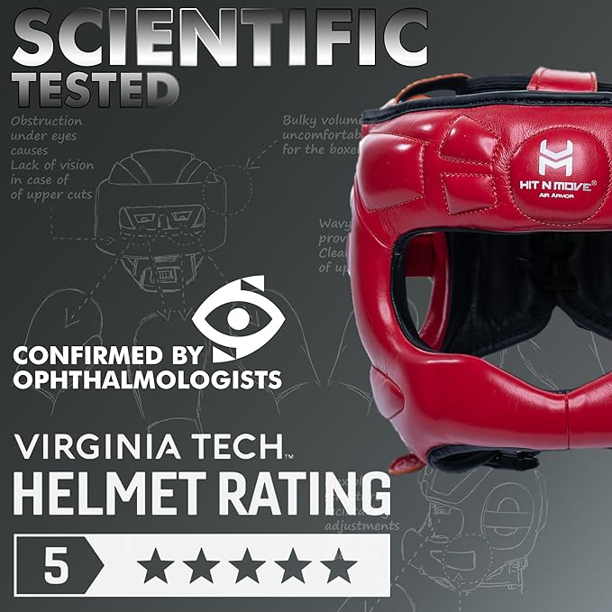 HIT N MOVE® Air Armor Face Saver Boxing Headgear, Lightweight Protective Gear for MMA, Kickboxing, Martial Arts, Training & Sparring and Combat Sports