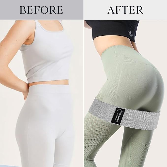 Wide Fabric Resistance Bands Set for Working Out, Non-Slip Exercise Booty Bands for Women & Men Leg and Glutes with Hair Ties and Tape Measure - for Home Gym Workout, Yoga, Pilates