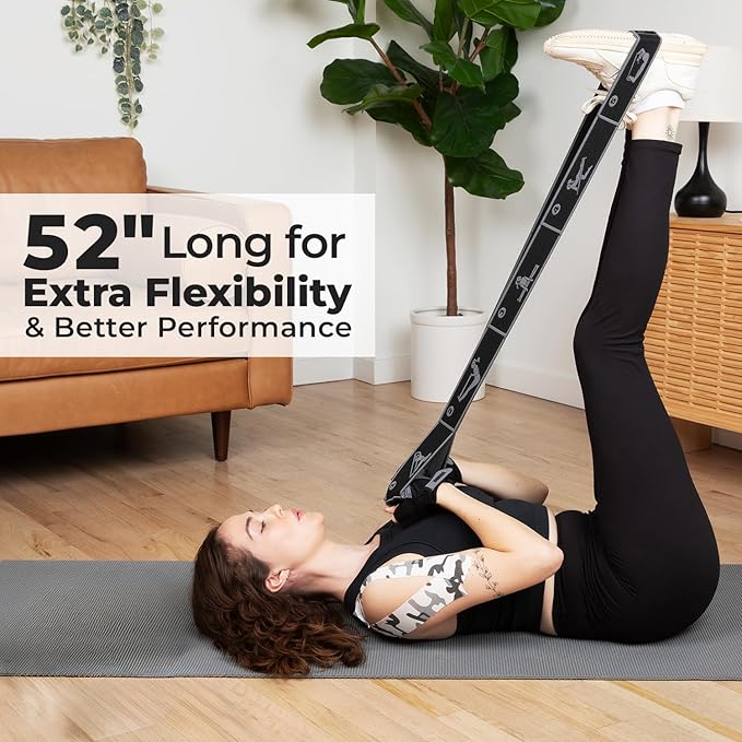 Elastic Yoga Strap with 11 Loops – Premium Stretch Band for Flexibility, Physical Therapy, Pilates, Leg & Full-Body Exercises – Non-Slip Fabric Resistance Band for Mobility & Strength Training