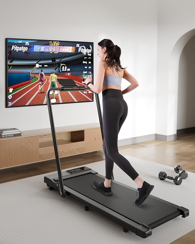 Walking Pad Treadmill with Handle Bar 3.0 HP Foldable Treadmills 300LBS Capacity Folding Walking Pad 3 in 1 Under Desk Treadmill Remote Control with APP