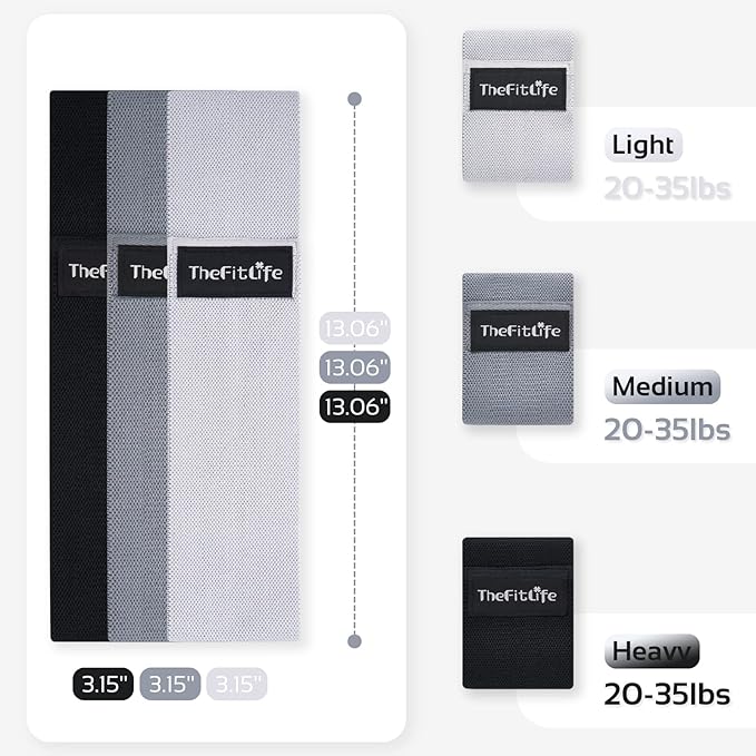 TheFitLife Resistance Exercise Bands for Women - Fabric Workout Bands for Booty, Hip, Glute, Leg, Thigh, Squat, Butt Lift Excersize and Fitness Loop Bands for Home Gym