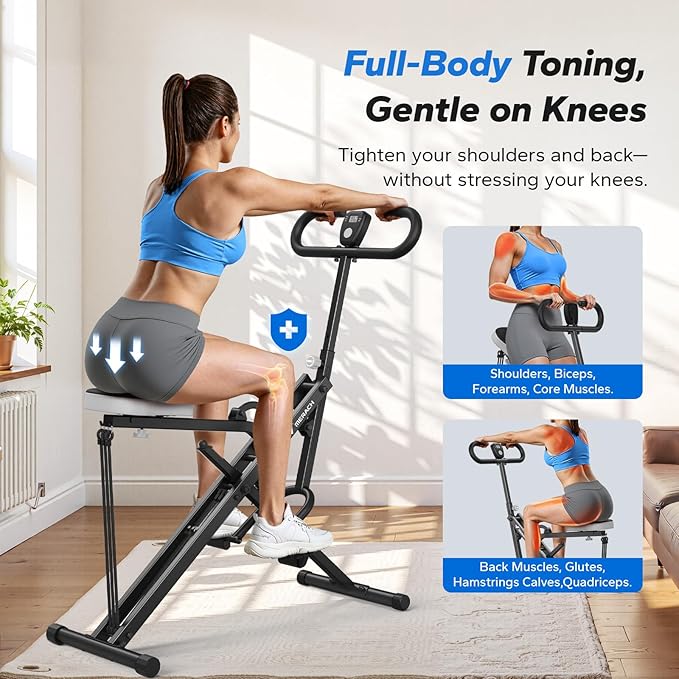 Squat Machine, MERACH R07 2 in 1 Squat Rowing Machine, Easy Setup & Foldable Exercise Equipment, Glute Trainer Machine, Glutes & Leg Home Workout Machine