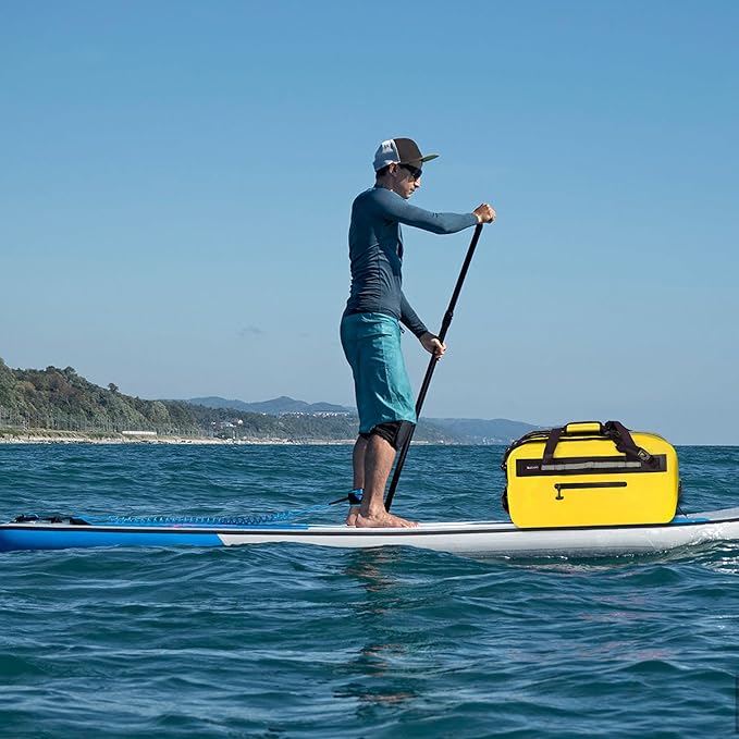 50L Waterproof Dry Duffle Bag Dry Backpack 840D TPU Heavy Duty Dry Bag,Rubber Airtight Zipper, for Kayaking,Boating,Motorcycling,Camping,Rafting,Surfing, Swimming,Fishing,Yellow