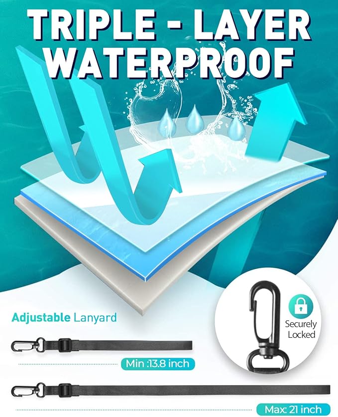 Hiearcool Waterproof Phone Pouch, Waterproof Phone Case, IPX8 Cellphone Dry Bag Compatible for iPhone 17 16 15 14 13 Pro Max Plus Cellphone Up to 8.3", Beach Essentials for Travel-Clear-4Pack