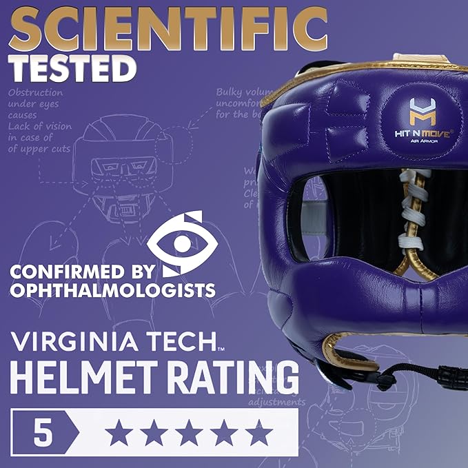 HIT N MOVE® Air Armor Face Saver Boxing Headgear, Lightweight Protective Gear for MMA, Kickboxing, Martial Arts, Training & Sparring and Combat Sports