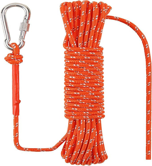 5/16 in (8mm) x 100 ft (30Meter) Marine Floating Rope for Boating, Fishing, Rafting, Camping, Hiking, Hunting, Anchor, Mooring, Dock Lines, Kayak, Canoe, Rescuing Reflective Orange