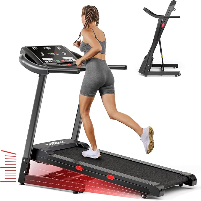 THERUN Incline Treadmill for Running and Walking, 300 lbs Weight Capacity, Wide Belt, 3.0 HP, 18" LED Screen, 2 Layers Shock-Absorbing