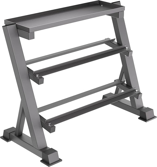 3 Tier Dumbbell Rack, 1200LBS Capacity Weight Rack for Home Gym Dumbbells & Kettlebell, Heavy-Duty Multilevel Free Weight Holder Storage Organizer, Dumbell Rack Stand Only