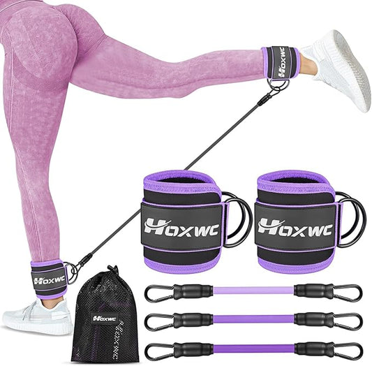 Ankle Resistance Bands with Cuffs, Ankle Bands for Working Out, Ankle Resistance Band for Leg, Booty Workout Equipment for Kickbacks Hip Fitness Training, Exercise Bands for Butt Lift Women