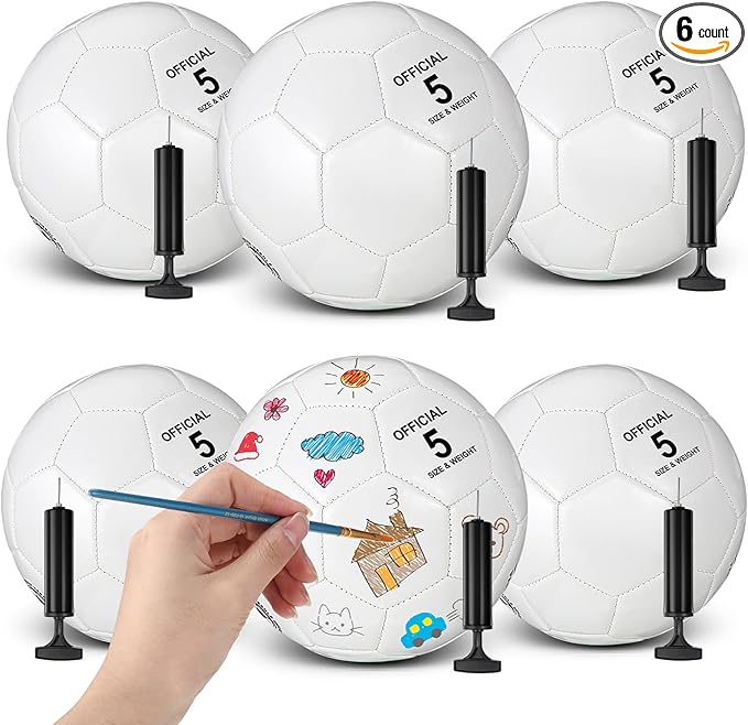 6 Pcs Operation Christmas Soccer Ball Bulk with Pump Needles, Size 3 4 5 Deflated Soccer Ball Gift for Youth Adult Game Training Practice Christian Charity Donation Supplies