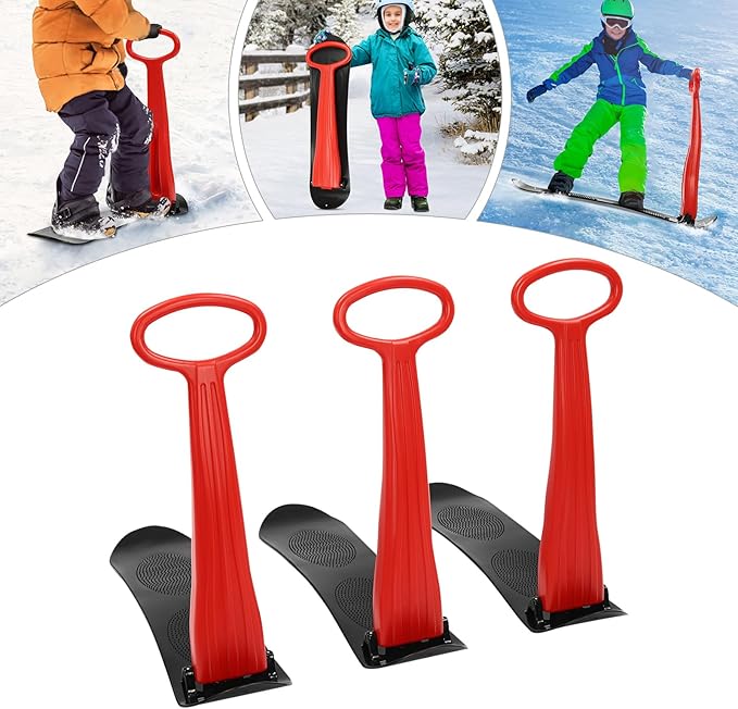 3 Pack Ski Scooter, Snow Sled, Fold-up Snow Scooter for Skiing (Black, Red)