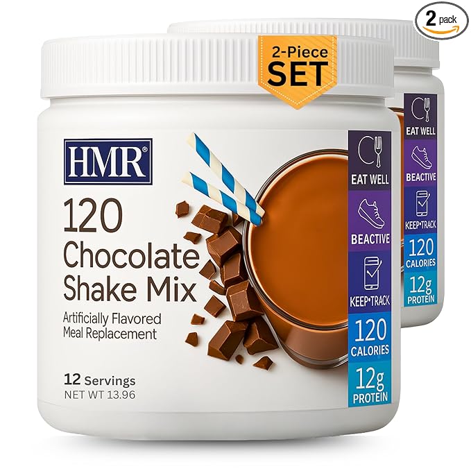 HMR 120 Shake Meal Replacement Powder | Chocolate Shake Mix to Support Healthy Weight Loss | 12g of Protein | Nutritional Drink | Low Calorie Food | 2 Pack (choc/choc), 12 Servings Each
