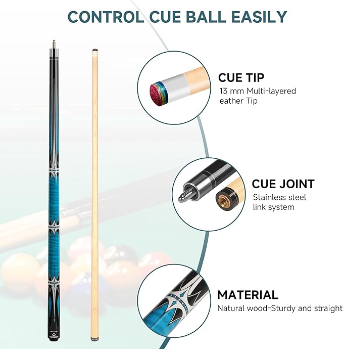 HomeSeason Pool Cue Stick 57" Billiard Cue Sticks Professional Low Deflection Pool Sticks