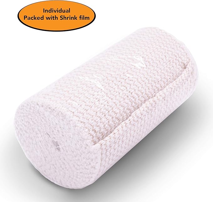 HOSPORA Latex-Free Compression Cotton Elastic Bandage, 2 Inch with Hook and Loop Closure(Pack of 5)