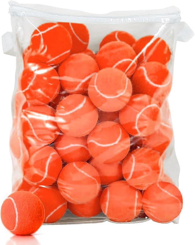 60 Pack Tennis Balls, Training Tennis Balls, Pet Dog Playing Balls, Practice Tennis Balls with Mesh Bag for Transport and Beginner Training
