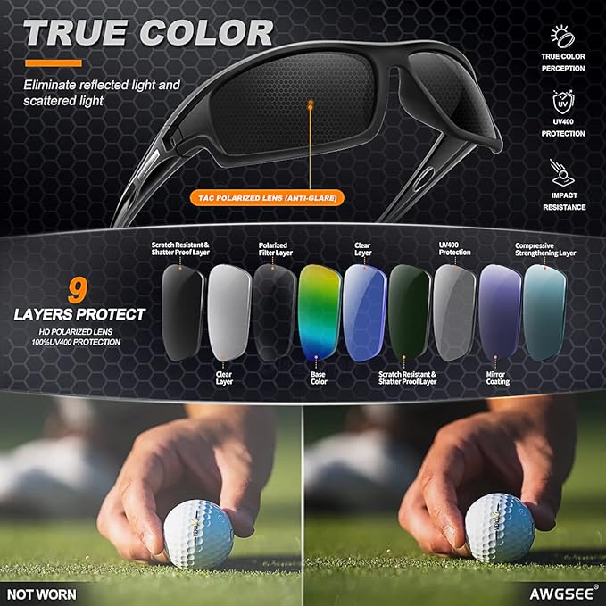 3PACK Polarized Sports Sunglasses for Men Driving Golf Fishing Running Sun Glasses UV400 Protection