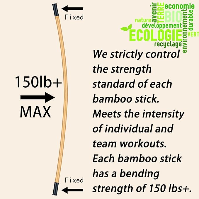 5ft Yoga Stick from Natural Bamboo with Non-Slip Handle-Stretching Stick for Mobility, Flexibility,Exercise,Workout, Physical Therapy,Pilates,Balance Fitness-Access Online Video Guide Without Any Info