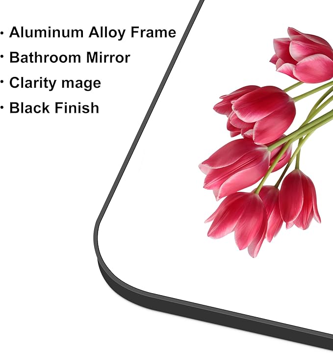 72" x 36"Bathroom Mirror, Matte Black Wall Mirror with Metal Frame, Decorative Rectangular Vanity Mirror for Bedroom Bathroom Living Room Entryway (Horizontal/Vertical)