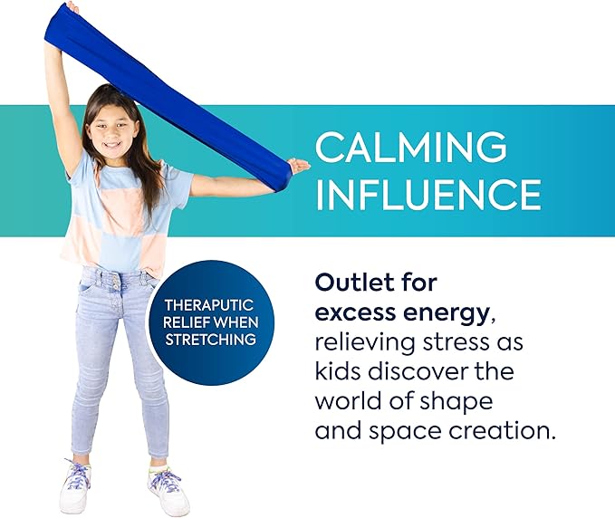 BouncyBand Stretch Band Focus Tool – 30” Resistance Band for Kids Stretches to Over 46” – Silent Sensory Tool Awakens Imagination, Develops Balance, and Strengthens Muscles