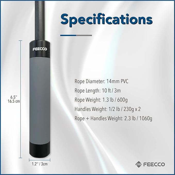 FEECCO Weighted Jump Rope - Heavy PVC Ropes with Metal Handles and Ball Bearings