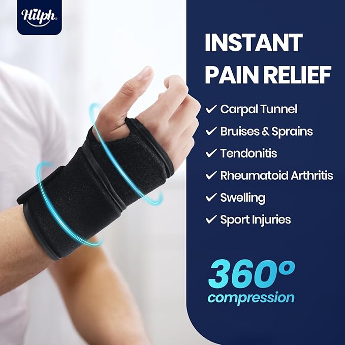 Hilph Wrist Ice Pack Wrap for Carpal Tunnel Relief, Reusable Super Soft & Stretchable Gel Ice Pack for Wrist & Hand Pain Relief, Tendonitis, Arthritis, Surgery Recovery, Mommy Wrist