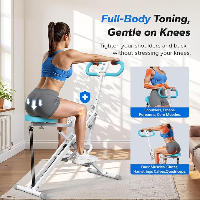 Squat Machine, MERACH R07 2 in 1 Squat Rowing Machine, Easy Setup & Foldable Exercise Equipment, Glute Trainer Machine, Glutes & Leg Home Workout Machine