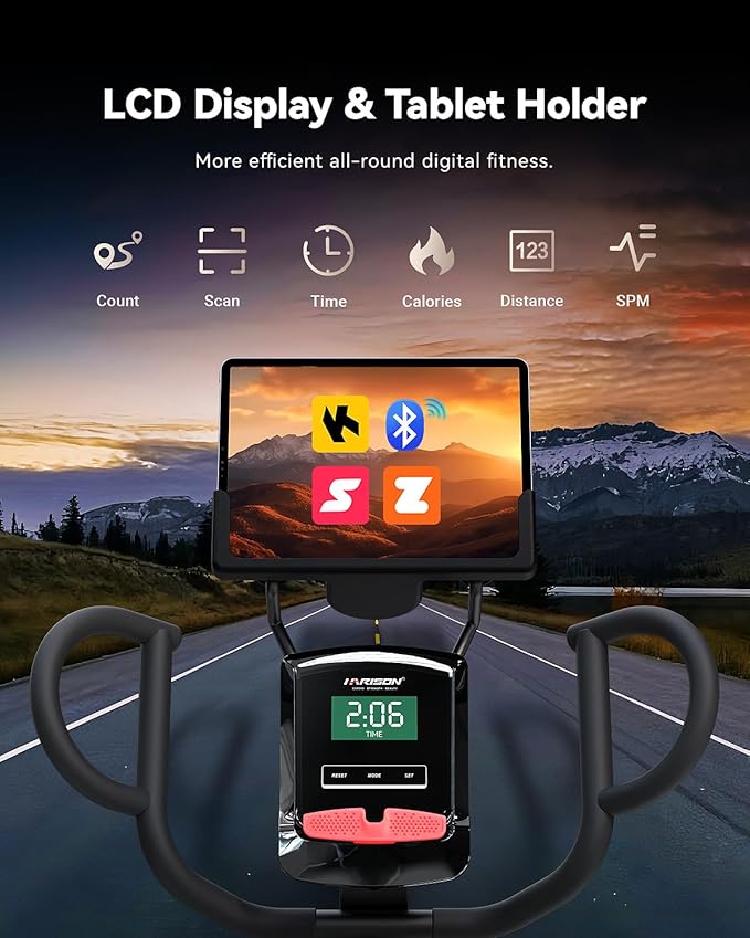 HARISON Recumbent Exercise Bike with 400 lbs Capacity, Magnetic Recumbent bike for Adult and Seniors, Recumbent Stationary bike for Home with Smart Bluetooth App, 2 in 1 LCD Monitor and Tablet Holder, Heart Rate monitor