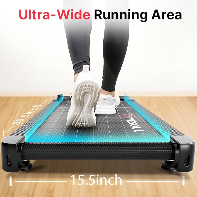 Yesoul Walking Pad Treadmill with 10% Auto Incline, Under Desk Treadmill for Home Walking, Hiking & Running, 300lbs Capacity, Smart App Scenic Routes & Live Classes, Remote & LED Display